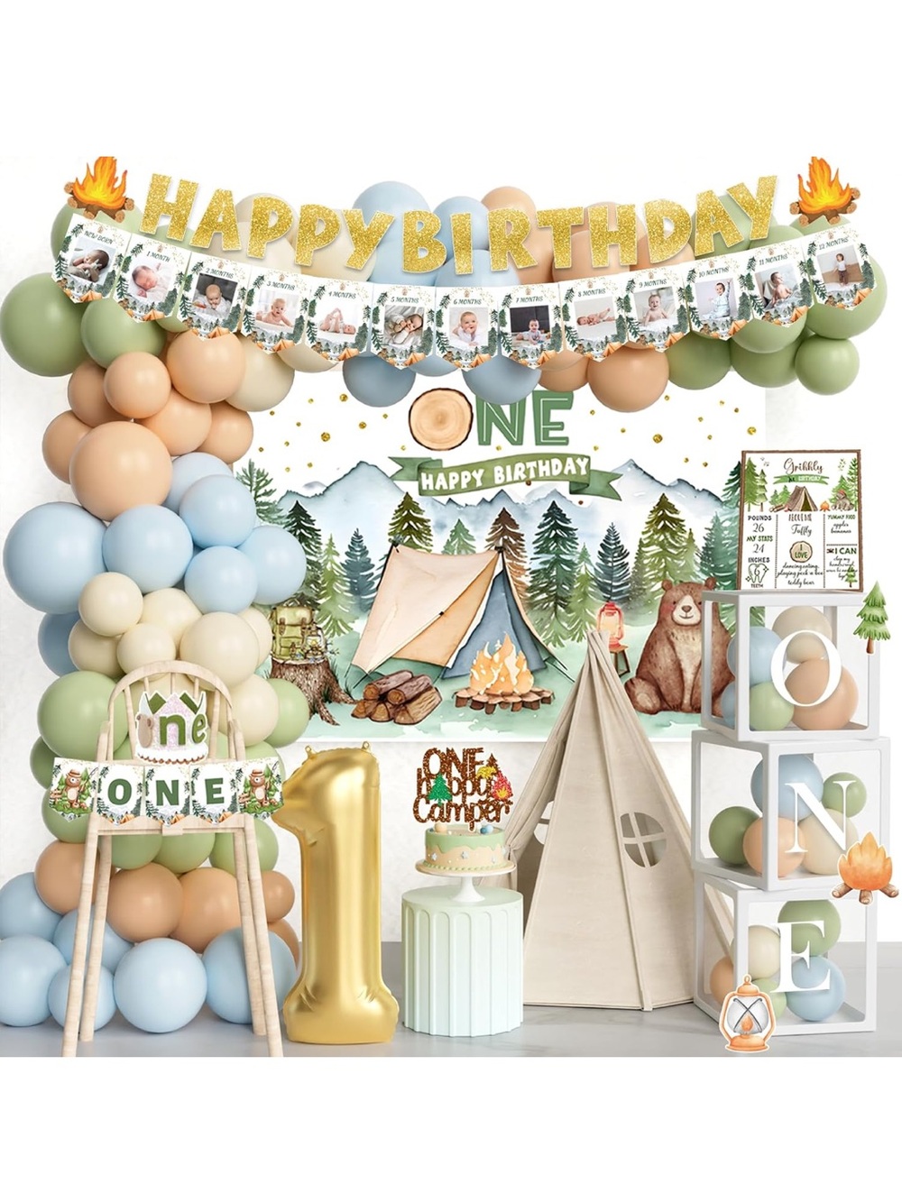 1st birthday- One happy camper decorations